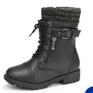 DREAM PAIRS KIDS Girl's Mid Calf Combat Boots, size 5